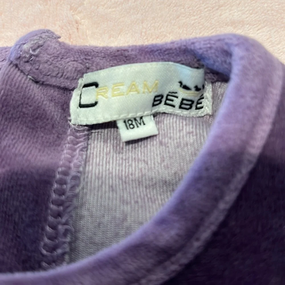 Children's Purple Velour Matching Set with Lace Detail -